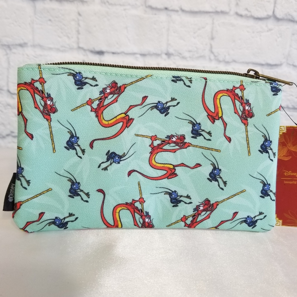 Loungefly Mulan Companion Friend Mushu Dragon Crikee Zip Disney Travel Pouch New - Picture 6 of 16